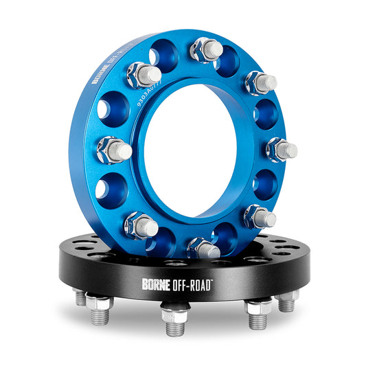 Blue anodized aluminum wheel spacer kit from Mishimoto part number BNWS-006-381BL