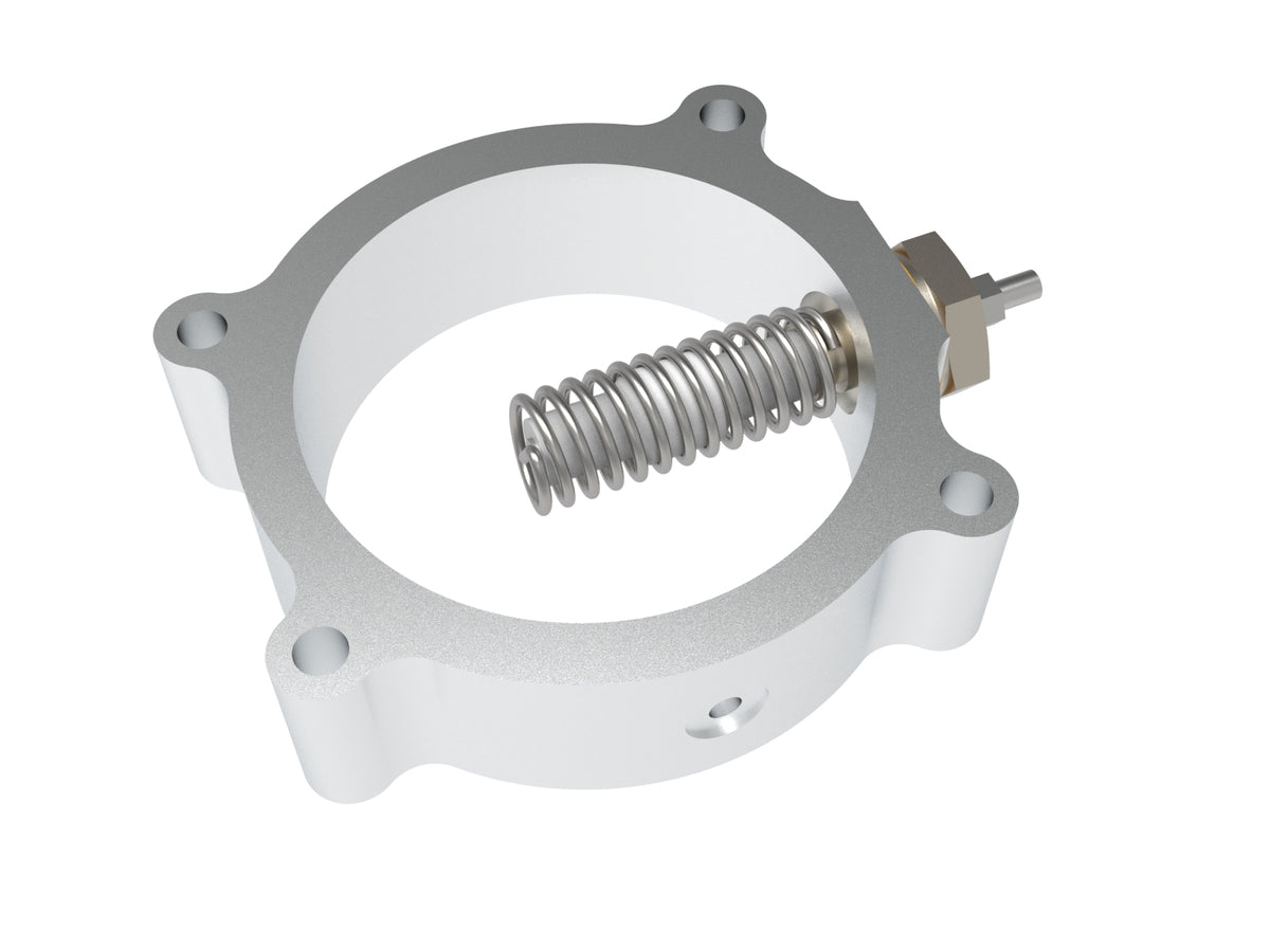 Raw natural 6061-t6 aluminum engine intake manifold spacer from aFe Power part number 46-10074