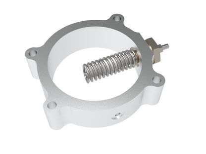 Raw natural 6061-t6 aluminum engine intake manifold spacer from aFe Power part number 46-10074