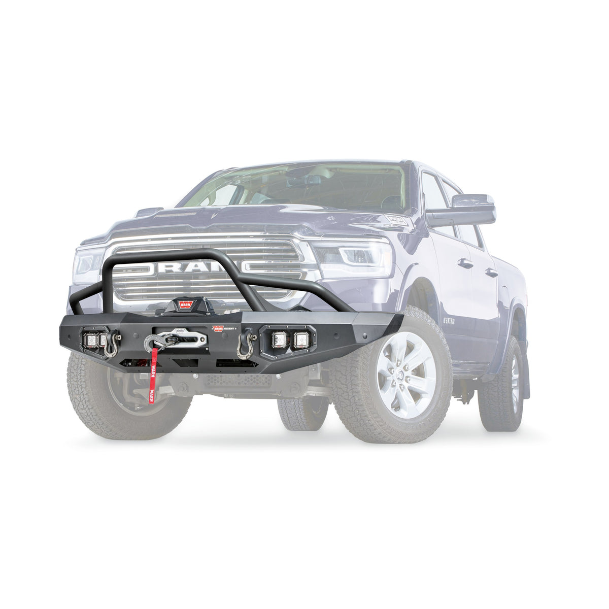 Black powder coated steel winch bumper from Warn part number 103638