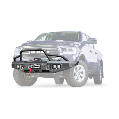 Black powder coated steel winch bumper from Warn part number 103638