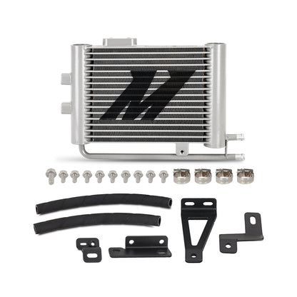 Natural aluminum automatic transmission oil cooler with mounting hardware from Mishimoto part number MMTC-TAC-05