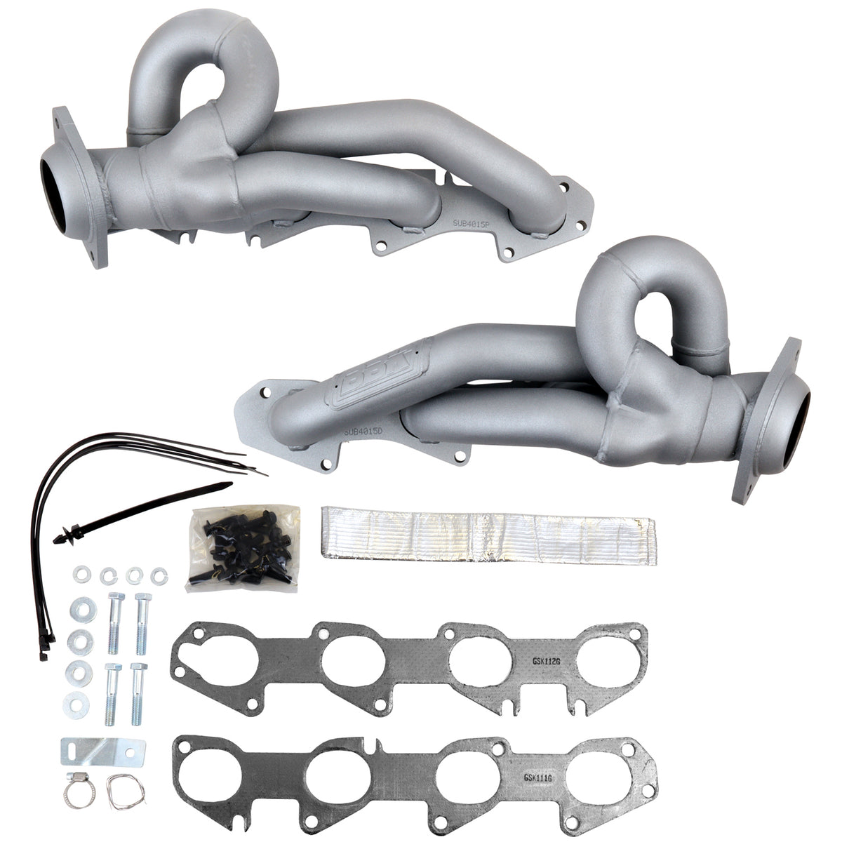 Titanium ceramic exhaust header with mounting hardware from BBK Performance Parts part number 4015