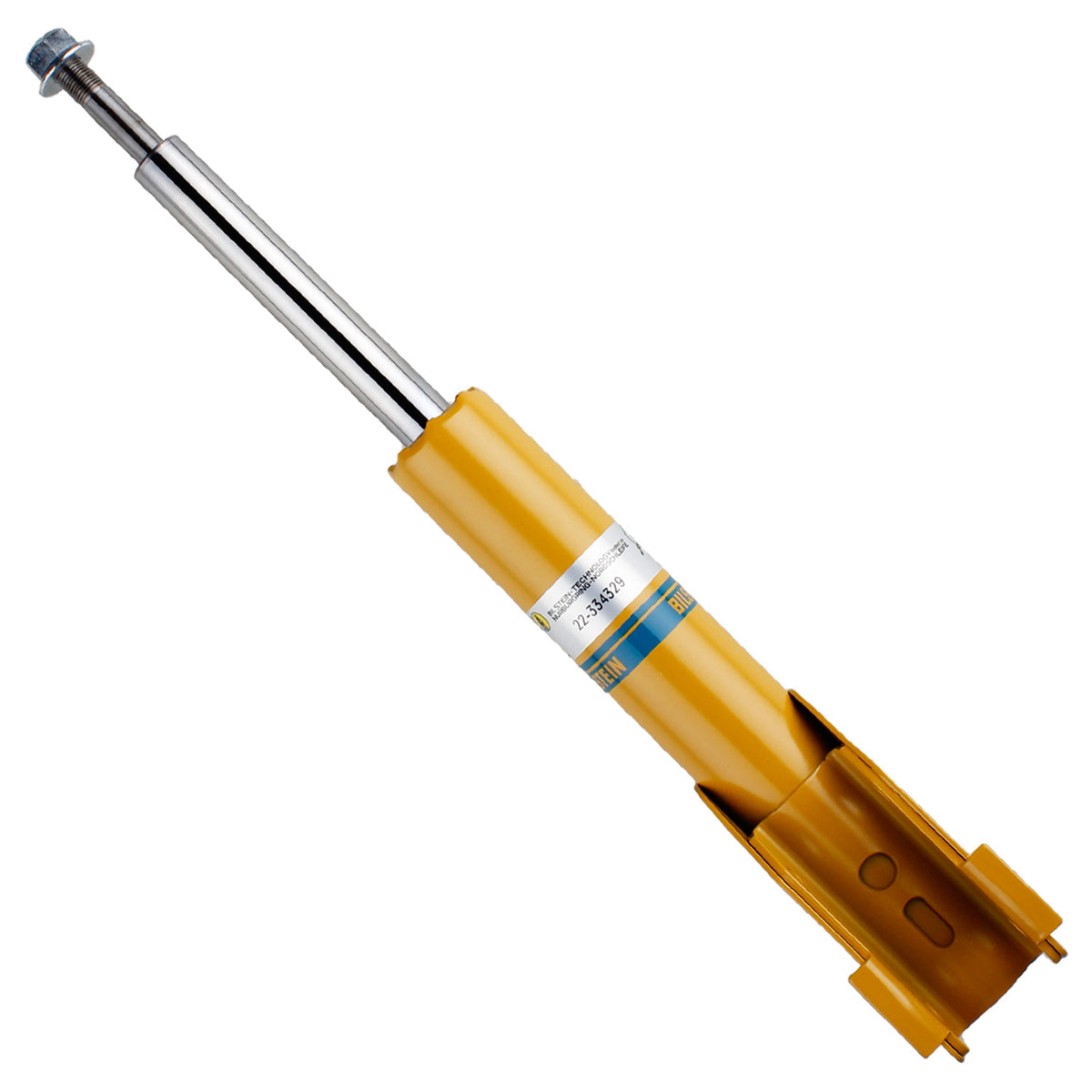 Yellow paint suspension strut assembly from Bilstein part number 22-334329