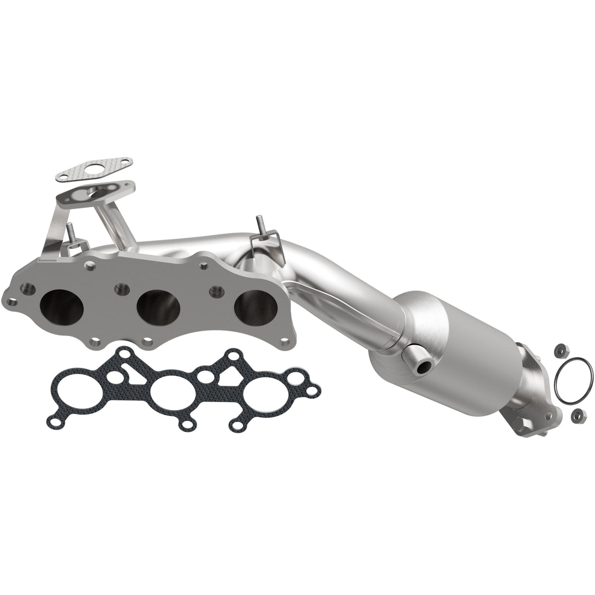 Uncoated stainless steel catalytic converter with integrated exhaust manifold from MagnaFlow Exhaust Products part number 5582431