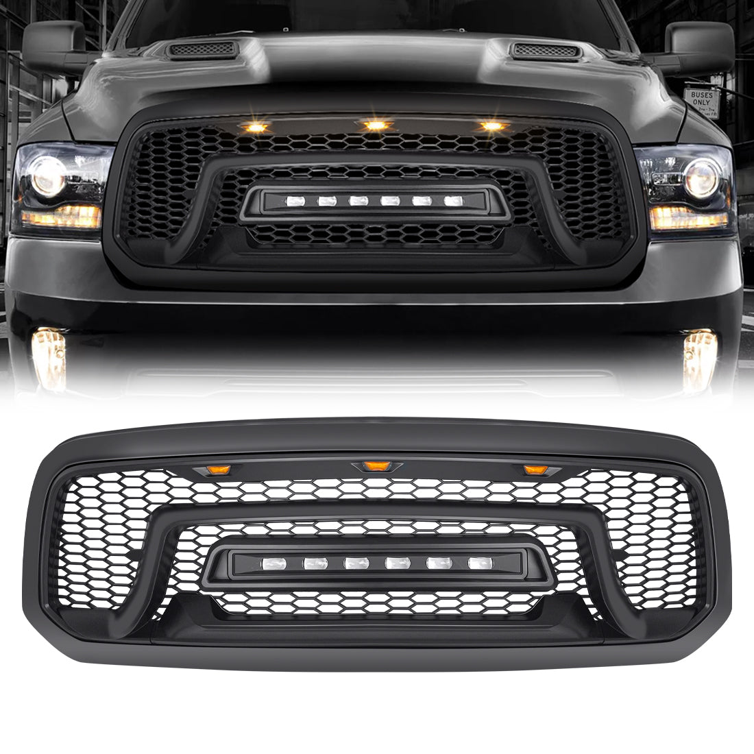 Matte black abs plastic grille from AMERICAN MODIFIED part number AMDEBA00101