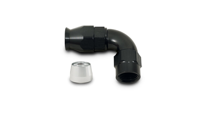 Black anodized 6061 aluminum push-on hose fitting from Vibrant Performance part number 28906