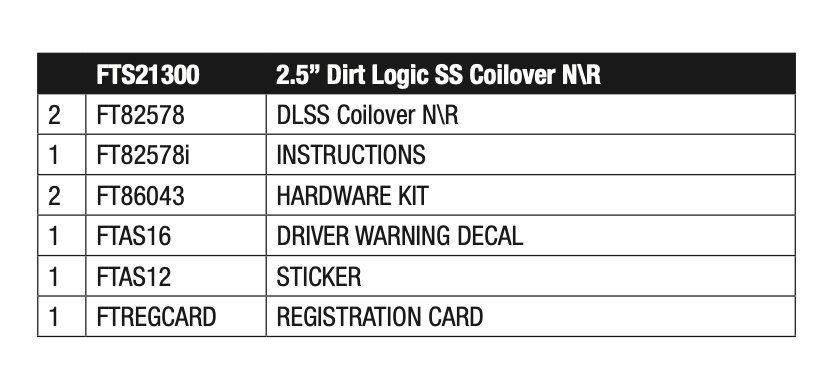 Suspension Shock Absorber from Fabtech part number FTS21300