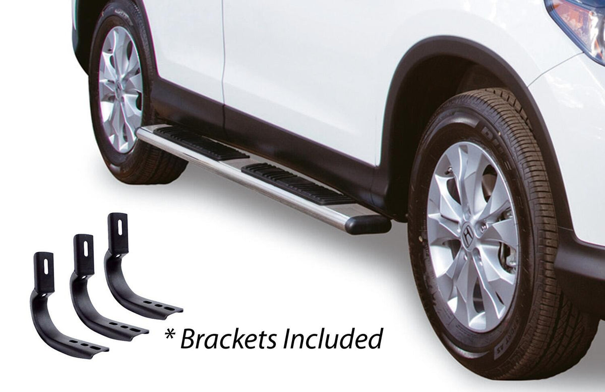 Silver stainless steel step nerf bar with mounting hardware from Big Country part number 395424876