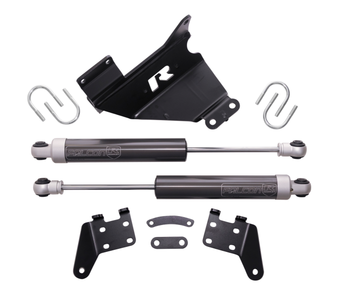 Gray steering stabilizer with mounting hardware from ReadyLift part number 77-13220
