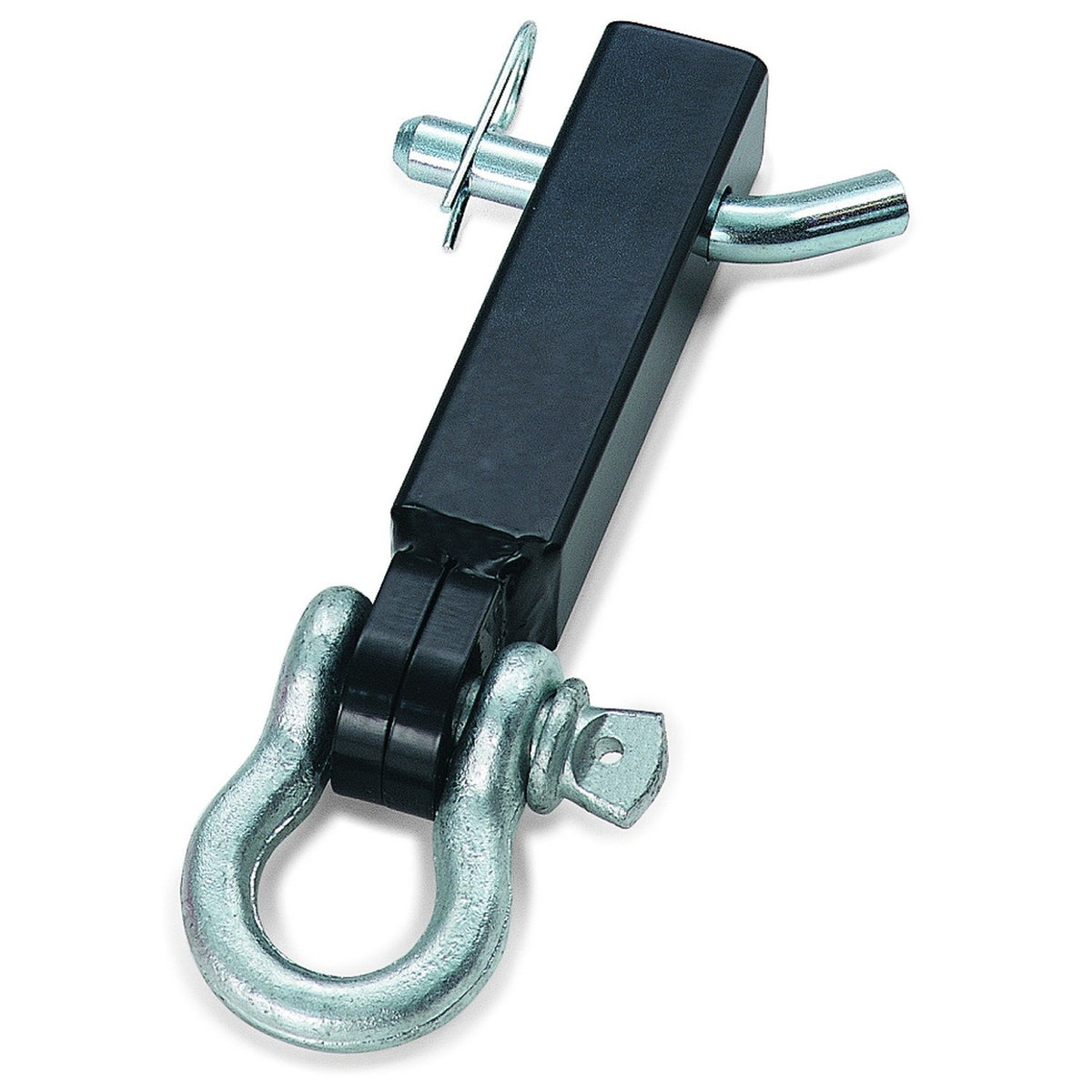 Black steel trailer hitch d-ring mount from Warn part number 62041
