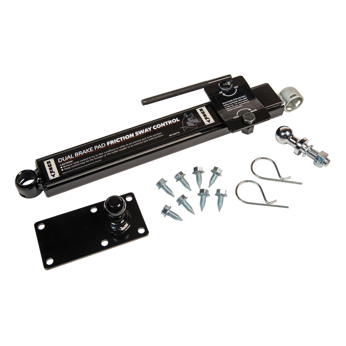 Black steel trailer sway control kit from Husky Towing part number 34715