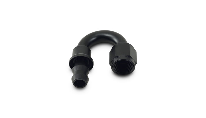 Black anodized 6061 aluminum push-on hose fitting from Vibrant Performance part number 22812
