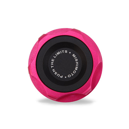 Pink aluminum engine oil filler cap from Mishimoto part number MMOFC-SUB-PK