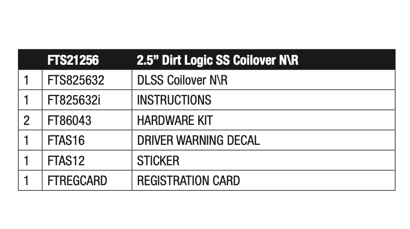 Suspension Shock Absorber from Fabtech part number FTS21256