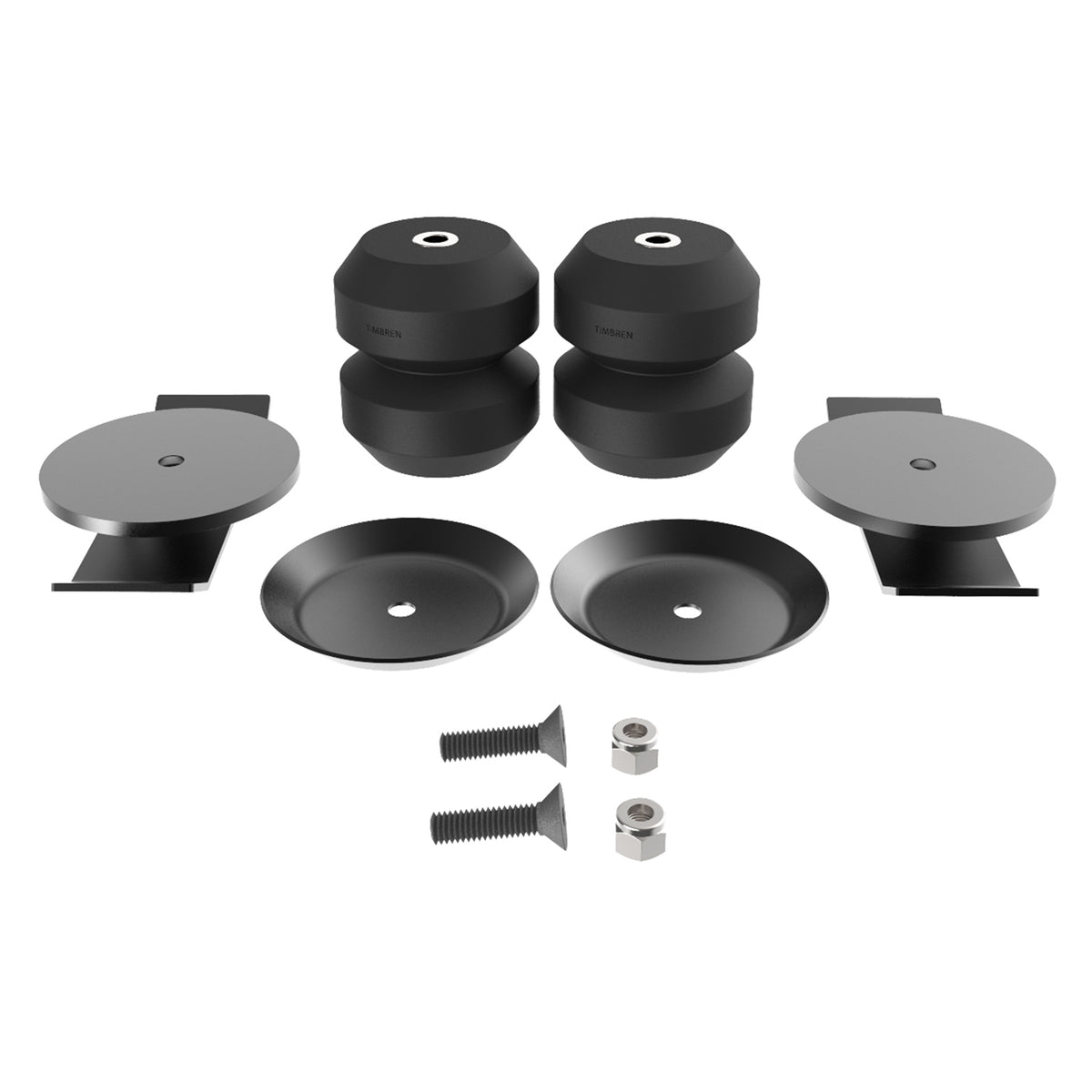 Black rubber suspension bump stop kit with mounting hardware from Timbren part number ABSOSR
