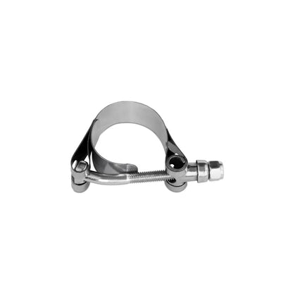 Silver plain stainless steel hose clamp from Mishimoto part number MMCLAMP-125