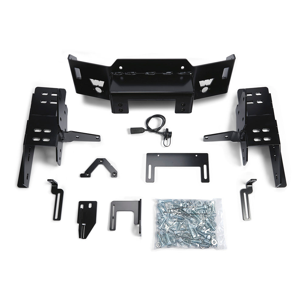 Black powder coated steel winch mount from Warn part number 98055