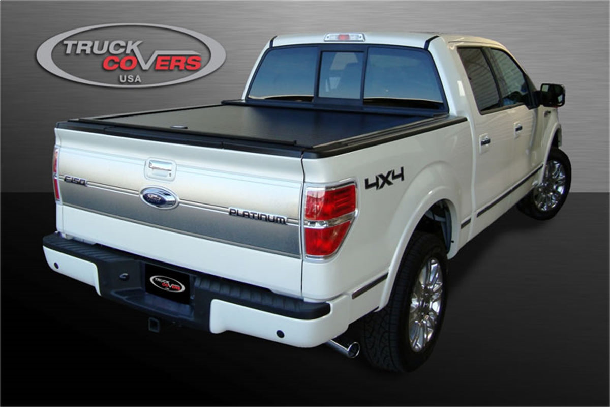 Black textured powder coated aluminum tonneau cover from Truck Covers USA part number CR166