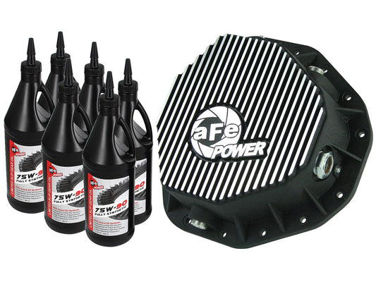 Black powder coat differential cover with mounting hardware from aFe Power part number 46-70092-WL