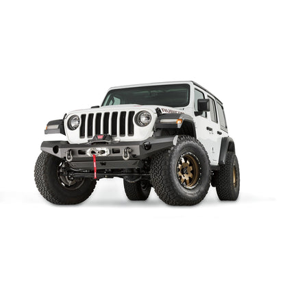 Black powder coated steel winch bumper from Warn part number 101335