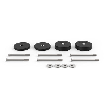 Black rubber coil spring spacer kit with mounting hardware from Timbren part number SPCRJRGD