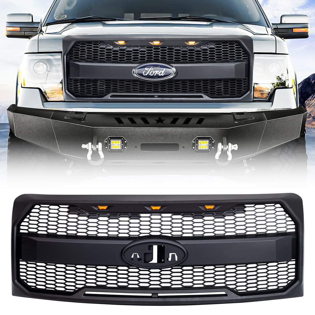 Matte black abs plastic grille from AMERICAN MODIFIED part number AMFMAA00159