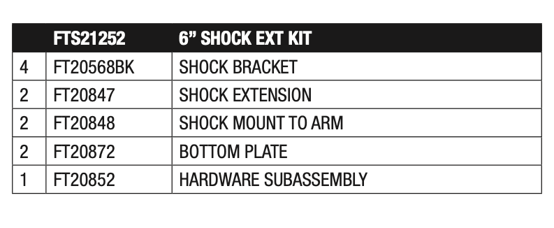 Suspension Shock Absorber Extender from Fabtech part number FTS21252