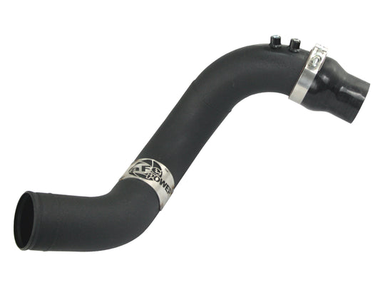 Black powdercoated stainless steel intercooler pipe with mounting hardware from aFe Power part number 46-20048