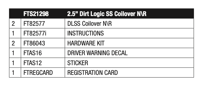 Suspension Shock Absorber from Fabtech part number FTS21298