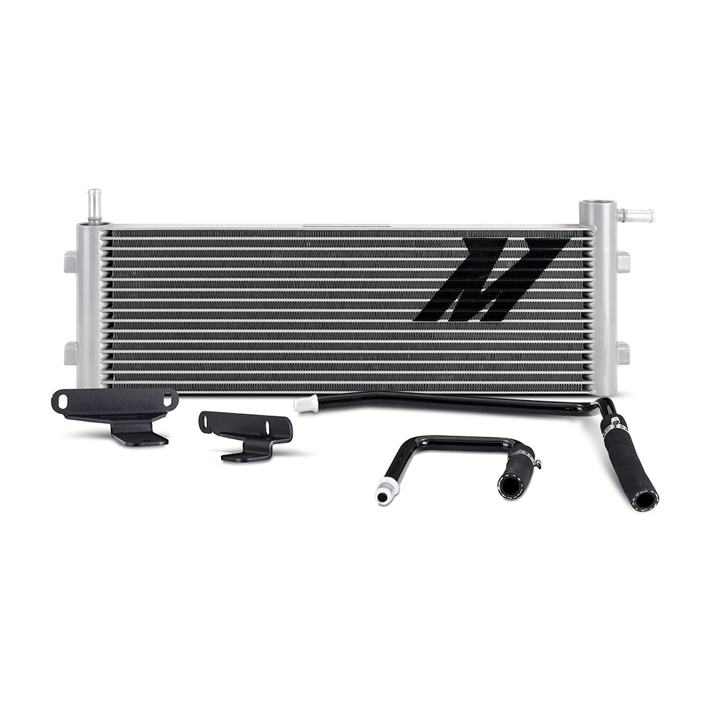 Natural aluminum automatic transmission oil cooler with mounting hardware from Mishimoto part number MMTC-RAM-10