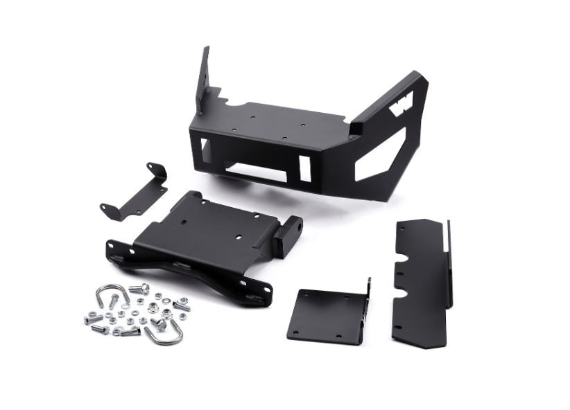 Black powder coated steel bumper from Warn part number 102506