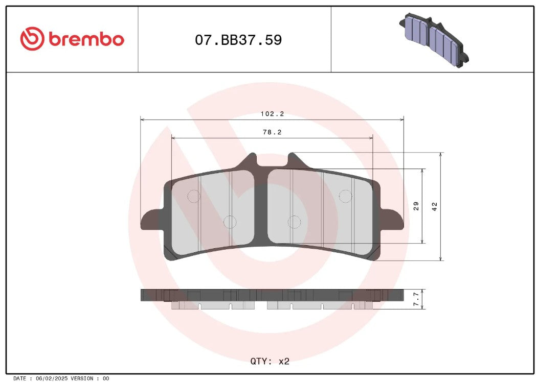 Disc Brake Pad Set from Brembo part number 07BB3759