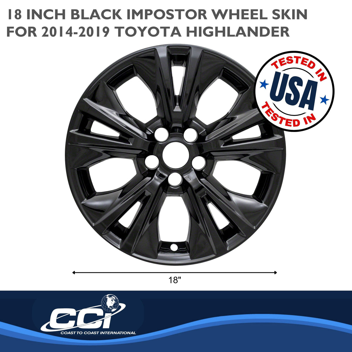 Black gloss abs plastic wheel cover 18 diameter from Coast To Coast part number IWCIMP410BLK