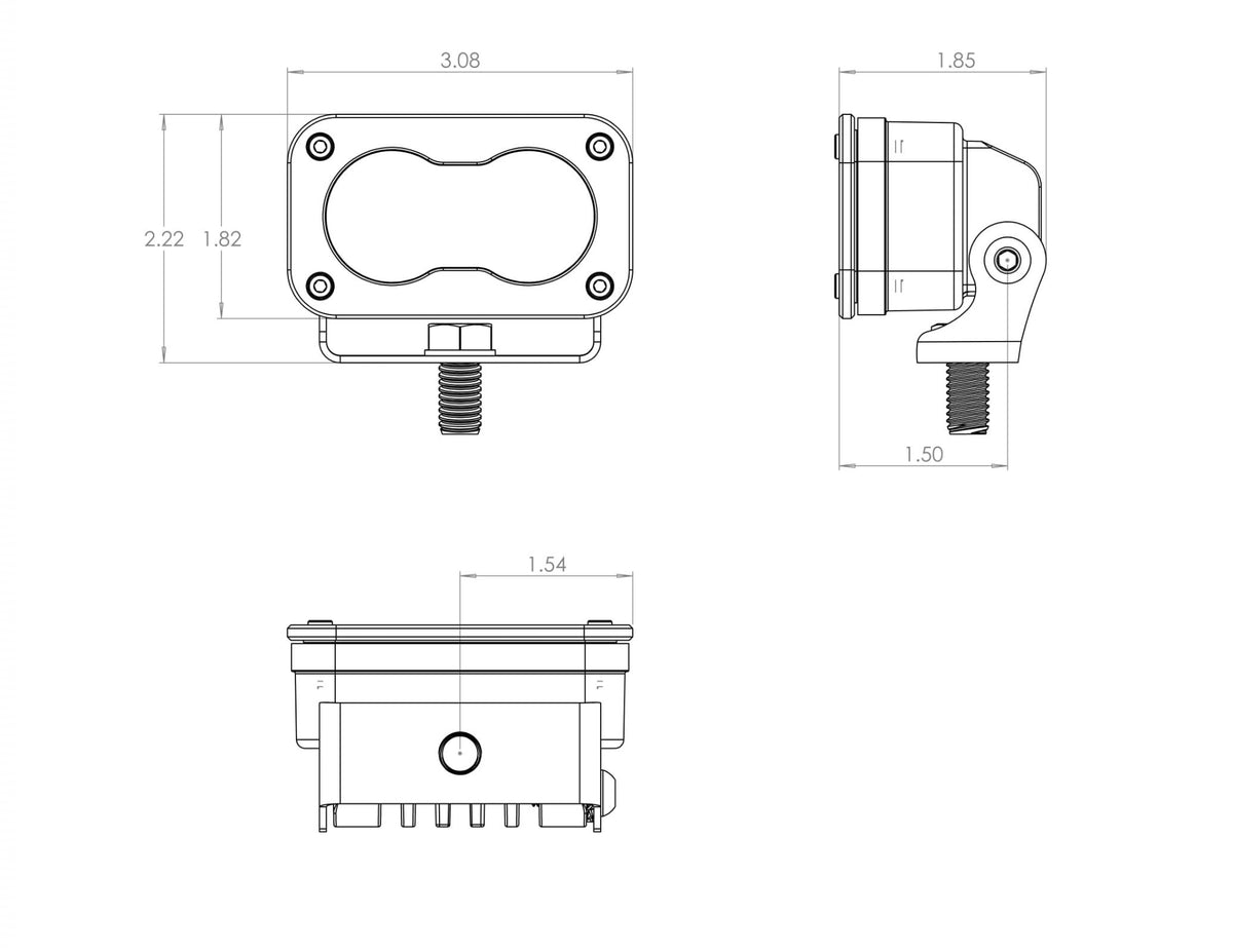 Black auxiliary light with mounting hardware from Baja Designs part number 547813