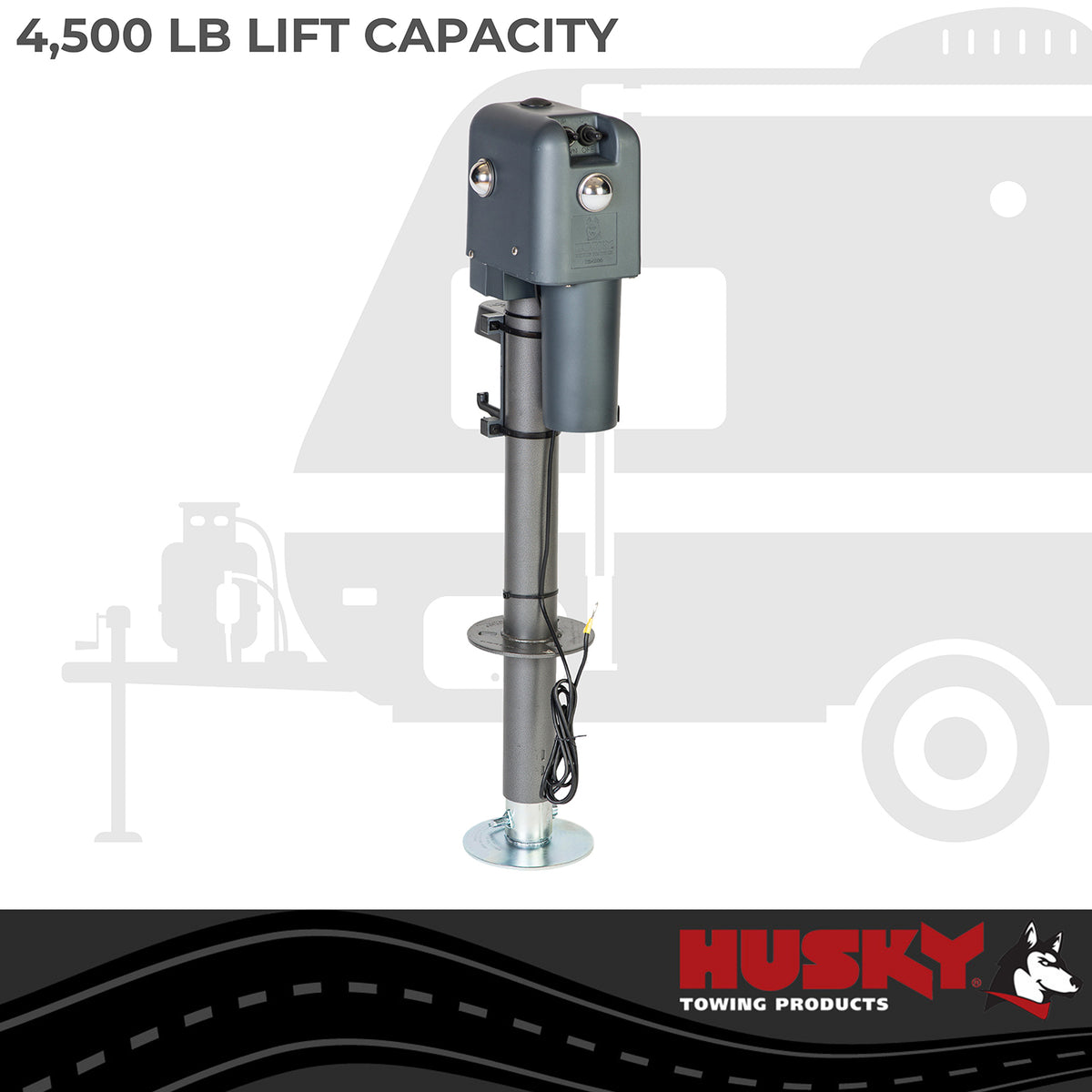Gray steel trailer jack from Husky Towing part number 87247