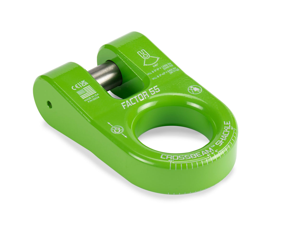 Green powdercoat 6061 aluminum screw pin shackle from Factor 55 part number 00054-08