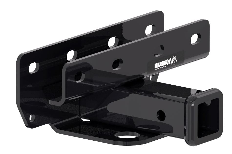 Black powder coated steel trailer hitch with mounting hardware from Husky Towing part number 69613C