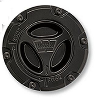 Black powder-coated stainless steel locking hub from Warn part number 95060