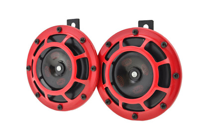 Red / black accessory horn with mounting hardware from Hella part number 003399801