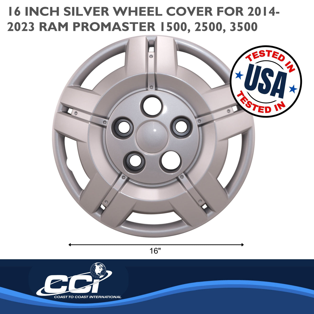 Silver painted abs plastic wheel cover 16 diameter from Coast To Coast part number IWC54516S
