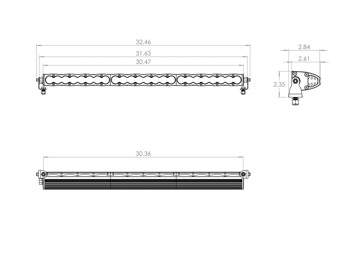 Black light bar with mounting hardware from Baja Designs part number 703013