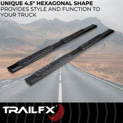 Black powder coated aluminium step nerf bar with step pads from TrailFX part number AL4010B