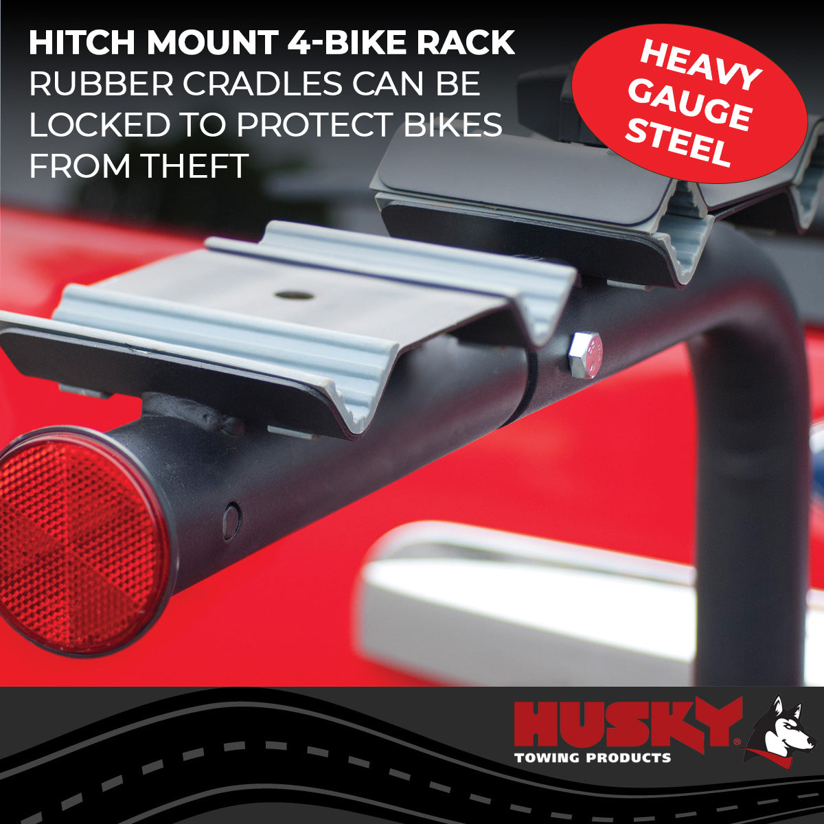 Black steel bicycle rack from Husky Towing part number 81147