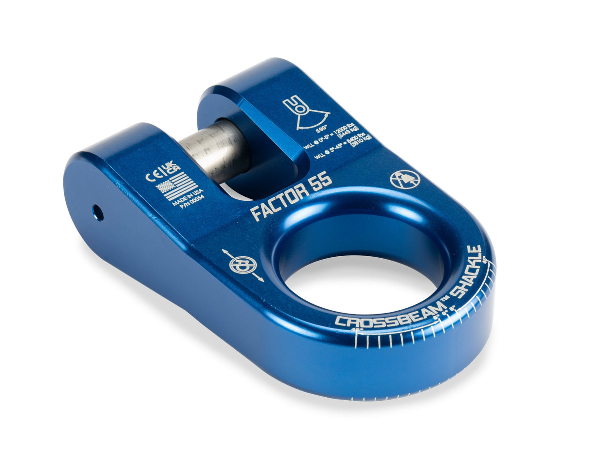 Blue bright dip anodized 6061 aluminum screw pin shackle from Factor 55 part number 00054-02
