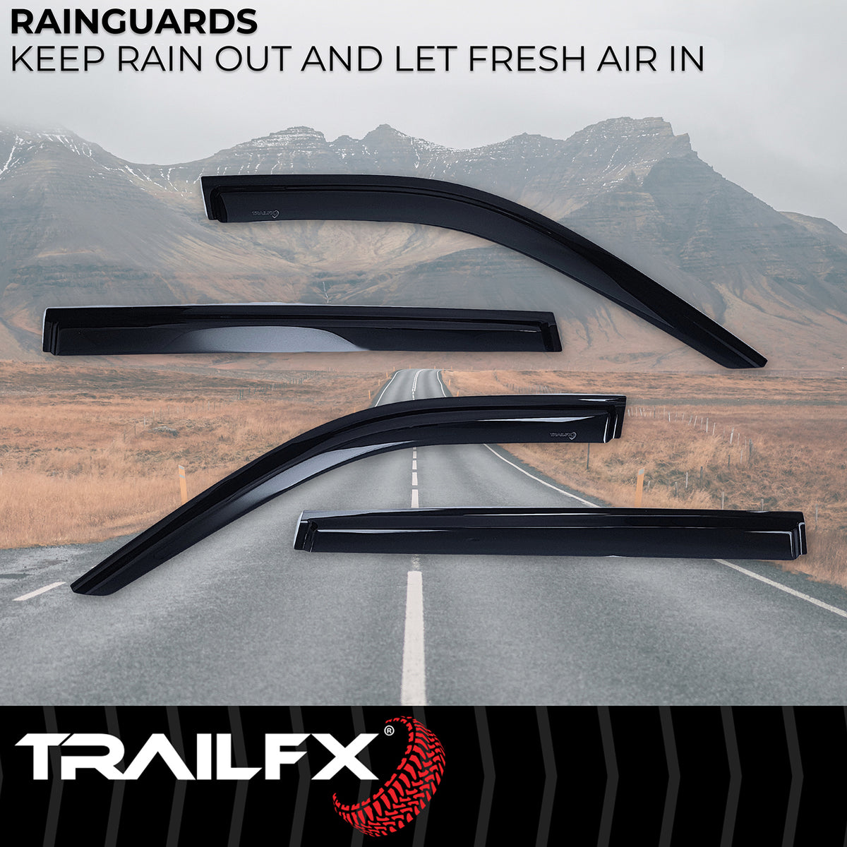 Smoke acrylic side window deflector with mounting hardware from TrailFX part number 4739H