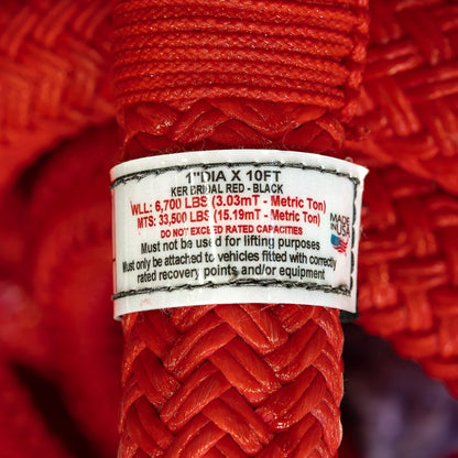 Red nylon recovery rope 1 diameter from Factor 55 part number 00073