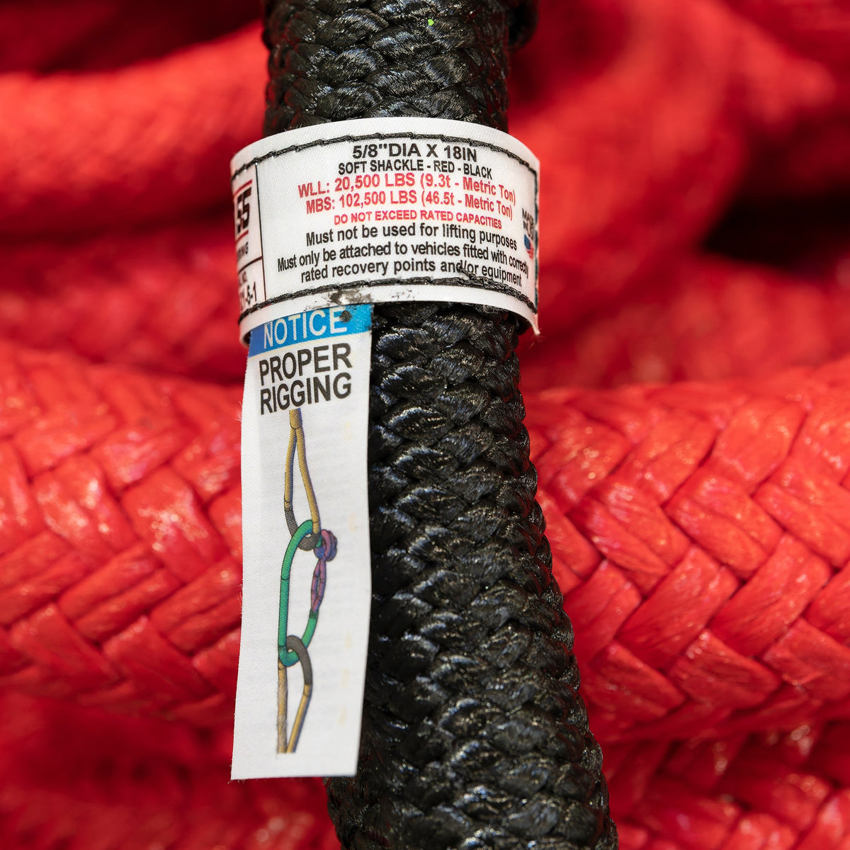 Red hmpe plasma rope multi-purpose shackle 0.625 diameter from Factor 55 part number 00570