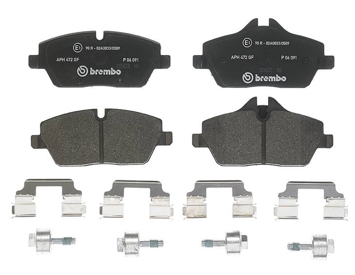 Disc Brake Pad Set with mounting hardware from Brembo part number P06091