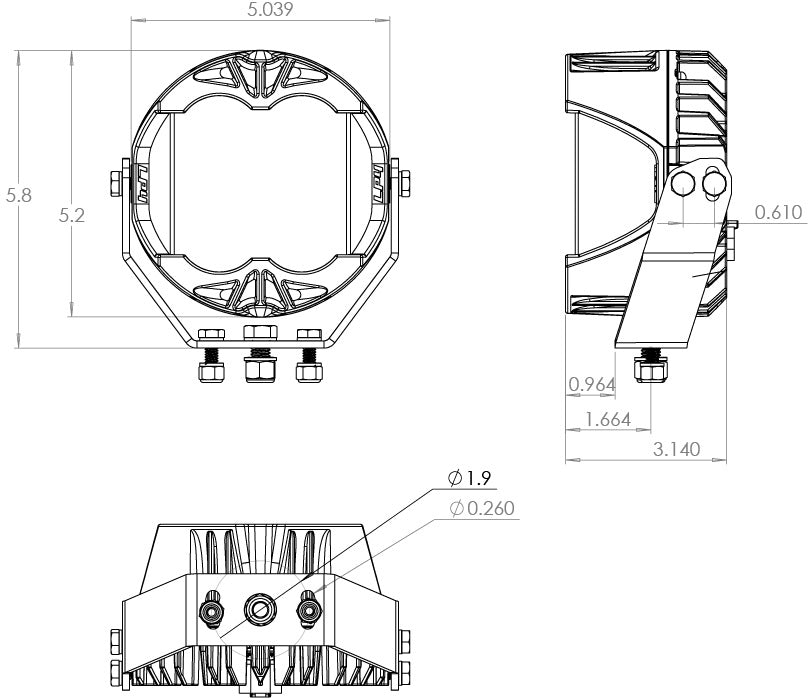 Black auxiliary light with mounting hardware from Baja Designs part number 297813